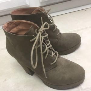 Mix no6 olive green chunky heal ankle boots